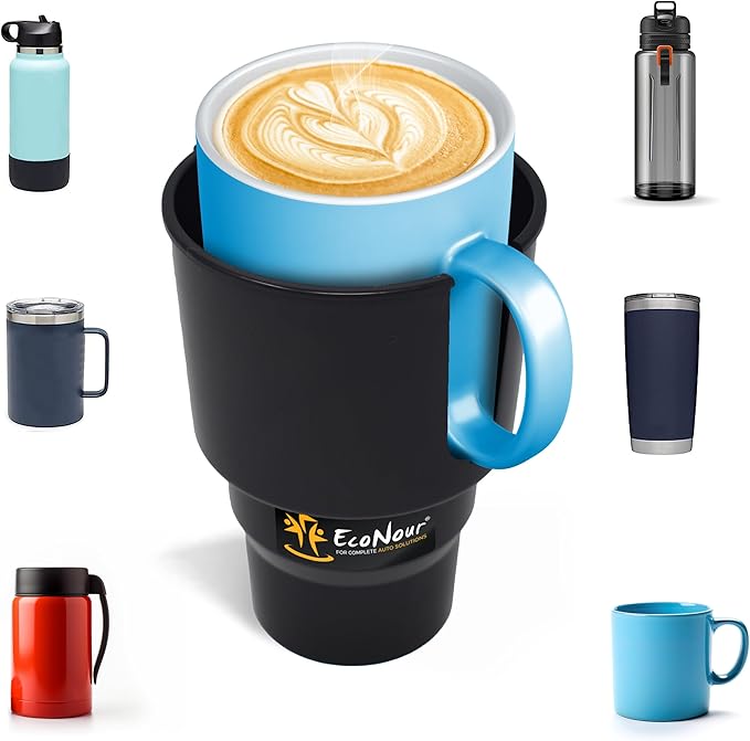 EcoNour Car Cup Holder Expander | Fits 32/40 oz Hydro Flasks, Yeti, Nalgene & Large Bottles up to 3.8" | Universal Cup Adapte