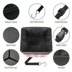 Pink Bow Car Trash Can with Lid Collapsible Reusable Waterproof Car Garage Bag,Automotive Garbage Can,Car Accessories Interior Car Organizer
