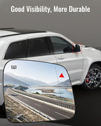Passenger Side Mirror Glass Heated with Blind Spot Detection & Power Heated Fits for Jeep Grand Cherokee Dodge Durango 2011-2021, Right Rearview Mirror Lens with Holder