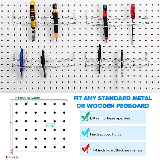 Hanaive 4 Pieces Pegboard Pliers Holder, Holds 11 Plier Per Rack, Steel Pegboard Hooks Pliers Peg Board Organizer Accessories