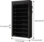 Laiensia 9-Tier Vertical Shoe Rack Organizer, Space Saving Shoe Storage Organizer, Non-Woven Cover Shoe Shelf Holds 36-45 Pai