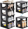 HAIXIN Shoe Organizer Rack for Small Spaces 5 Tier Plastic Vertical Narrow Shelves for Closet Black Shoe Holder, Stand for En