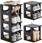 HAIXIN Shoe Organizer Rack for Small Spaces 5 Tier Plastic Vertical Narrow Shelves for Closet Black Shoe Holder, Stand for En