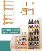 viewcare Small Shoe Rack, 3-Tier Shoe Rack for Entryway, Bamboo Wood Shoe Shelf for Closet & Hallway, Long 17.2IN | Beautiful