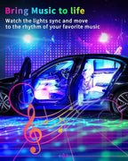 YM E-Bright 5 in 1 Car Interior Led Light Kit，Dreamcolor Acrylic Neon Interior Car LED Strip Lights，Dash Footwell Multicolor with Music Sync Mode and DIY Mode