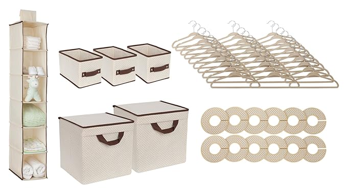 Delta Children Nursery Storage 48 Piece Set - Easy Storage/Organization Solution - Keeps Bedroom, Nursery & Closet Clean, Bei