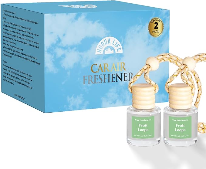 HoogaLife Car Air Freshener Diffuser 2 Pack Hanging Fruit Loops Car Air Freshener for Women 45+ days Long Lasting Fragrance M