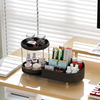 Makeup Organizer Countertop for Vanity with 360 Rotating Perfume Trays, 7-Compartment Skincare Organizers and Make Up Desk St