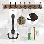 Coat Rack Wall Mount 31.5'' Coat Hanger Wall Mount Burnt Brown Coat Hooks for Wall Rustic Towel Racks for Bathroom Living Roo
