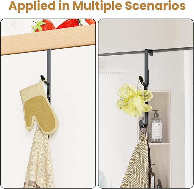 Over The Door Hooks Hanger,Over The Door Towel Hook Organizer Hanging for Coat Clothes Backpack hat Purse Metal Towel Rack Ba