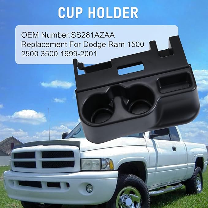 DICMIC Center Console Armrest Add-on Cup Holder for 1999-2001 Dodge Ram 1500 2500 3500 Replace# SS281AZAA