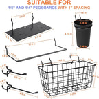 G.CORE Pegboard Organizer Accessories 18 Pack, Peg Board Hooks Assortment Organizer Accessory, Various Tools Storage Arrange 