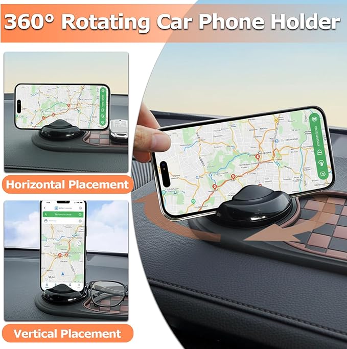 2 PCS Multifunction Car Anti-Slip Mat, All in One Car Organizer Pad,Universal Car Anti Slip Mat Phone Holder,Rotatable Vehicl