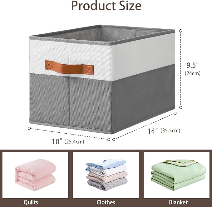 4 Pack Large Storage Bins with Handle,Collapsible Storage Basket for Shelves,Fabric Closet Organizer for Organizing Clothes B
