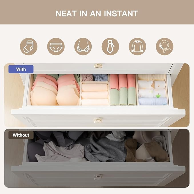 Criusia Drawer Organizer Clothes, 21 Pack Dresser Organizer for Baby Clothes, Underwear, Sock - Foldable Closet Organization 