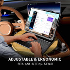 Car Tray & Car Desk for Laptop, 360 Rotating Wood Cup Holder Table, Steering Wheel Tray, Car Accessories for Women &