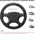 Car Steering Wheel Cover, 15 Inch Anti-Slip Breathable Leather Auto Steering Wheel Protector, Full Surround Soft Steering Whe