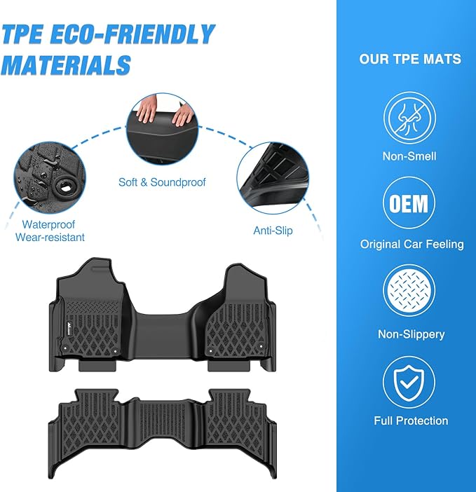Nilight TPE Floor Mats for Dodge Ram 1500 Quad Cab 2013-2018, Dodge Ram 1500 Classic Quad Cab 2019 2020 2021 2022 2023 2024 (NOT for New Body) All Weather Custom Fit Heavy Duty Floor Liners