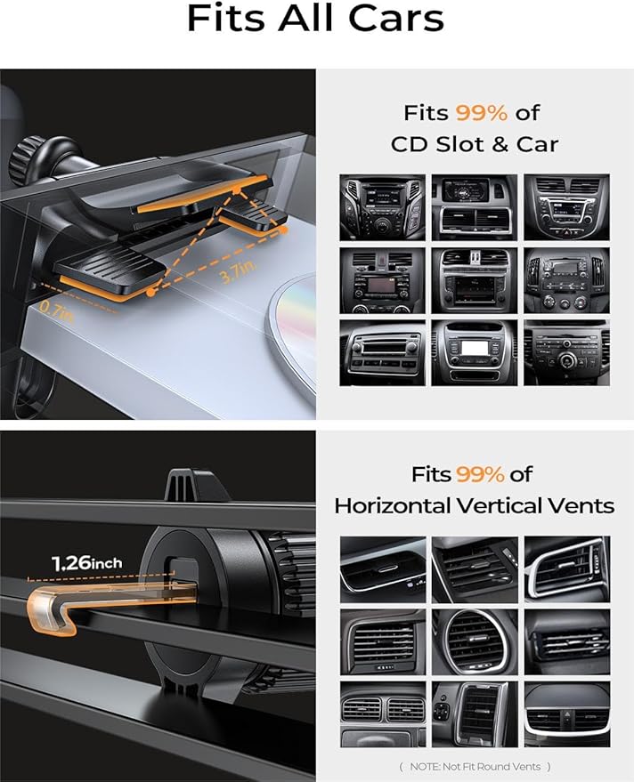 LISEN CD Phone Holder for Car iPhone 17 Adjustable CD Slot Phone Mount Holder Sturdy Cell Phones Holders for Your Car Accessories for Samsung Galaxy S25 S24 iPhone 16 15 Pro Max All Phones