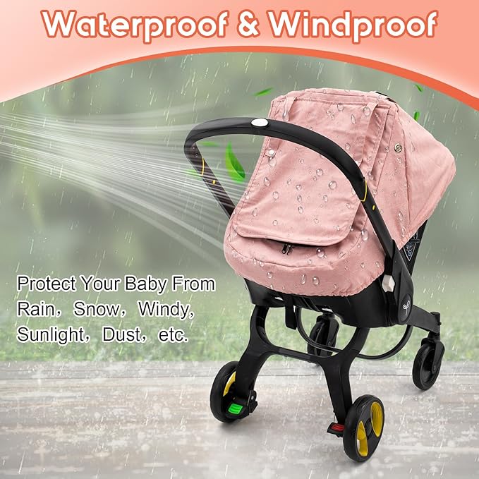 Waterproof Car Seat Cover Baby, 3D Mink Dot Infant Car Seat Cover with 2 Breathable Vents, Universal Carseat Canopy for Girls