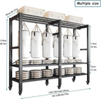 Heavy Duty Covered Clothes Rack with Magnetic Door Foldable Portable Wardrobe Closet for Hanging Clothing Rolling Black Metal
