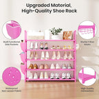VILICK Shoe Rack for Closet Shoe Organizer Space Saver Storage for 20-25 Pair Shoe Shelf with Hook and Side Pocket Free Stand