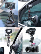 Ulanzi SC-02 Heavy-Duty Suction Cup Mount for Camera/Accessory (4.5"), Pump-actived Vacuum Camera Suction Cup Mount for Action Cameras w Quick Release NATO Magic Arm Car Boat Windshield Window Mount