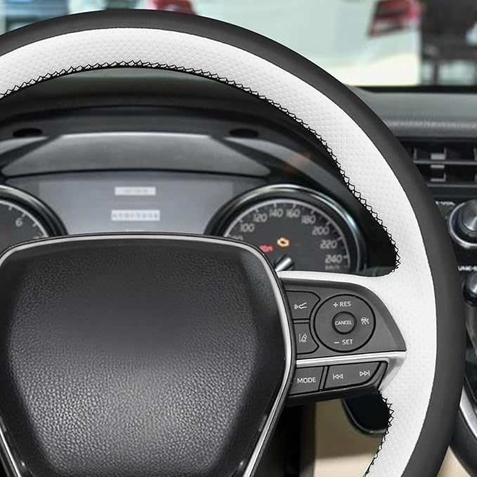 MEWANT Hand Sewn 3D Style Steering Wheel Cover for Toyota Camry 2018-2019/Toyota Avalon 2019/Toyota Corolla 2019-2020/Toyota RAV4 2019 Steering Wheel Accessories