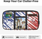 American Flag Style Tactical Sun Visor Organizer for Car and Truck,Card Sleeve Pocket with Multi-Pocket Zipper Adjustable Straps Patrol Car Storage