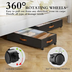 Yecaye Under Bed Storage with Wheels, 2 Pack Under Bed Storage Containers with Adjustable Dividers & Clear Window, Rolling Un