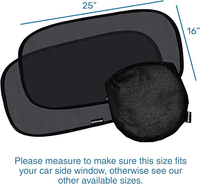 Enovoe Car Window Shade for Baby - (4 Pack) - XL - 25" x 16" - Cling Car Sun Shade for Windows - Sun, Glare and UV Rays Protection for Your Child