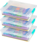IRIS USA 6 Qt. Craft Storage Bins with Lids, 3-Pack, |Made in USA|, Clip Box, Small Plastic Sensory Bin Tote Organizer Contai