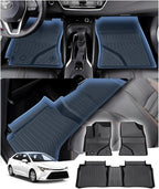 Sunsdrew Floor Mats for Toyota Corolla Sedan 2014-2019 (Not for Hatchback), All Weather Car Mats 2 Rows Floor Liners for Corolla Accessories, TPE Rubber Raised Edge