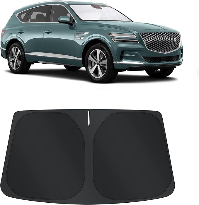 TINGLU Sun Shade for Genesis GV80 2021-2025 2026 Accessories Windshield Sun Shade Window Shade UV Rays Protection Sun Visor Cover with Steering Wheel Sunshade Storage Bag