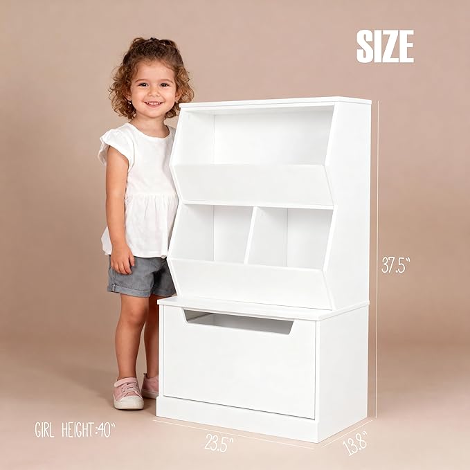 UTEX Kids Toy Storage Organizer, Bookshelf for Kids and Bookcase with Drawer, Children Open Storage Cubby for Playroom Nurser