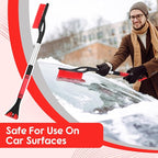 27"-33" Snow Brush and Detachable Ice Scraper with Ergonomic Foam Grip Scalable Range 27" Winter Accessories for Cars Trucks SUV(Red)