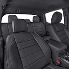 EKR Custom Fit Tacoma Leather Car Seat Covers for Select Toyota Tacoma 2012 2013 2014 2015 (TRD Sport Seats)- Full Set,Leathe