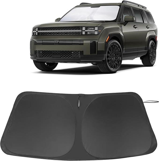 Front Windshield Sun Shade Foldable Front Window Sun Shade Visor Custom Fit for 2024-2026 Hymdai Santa Fe Block UV Rays Heat Sun Shield Keep Car Cooler Car Accessories