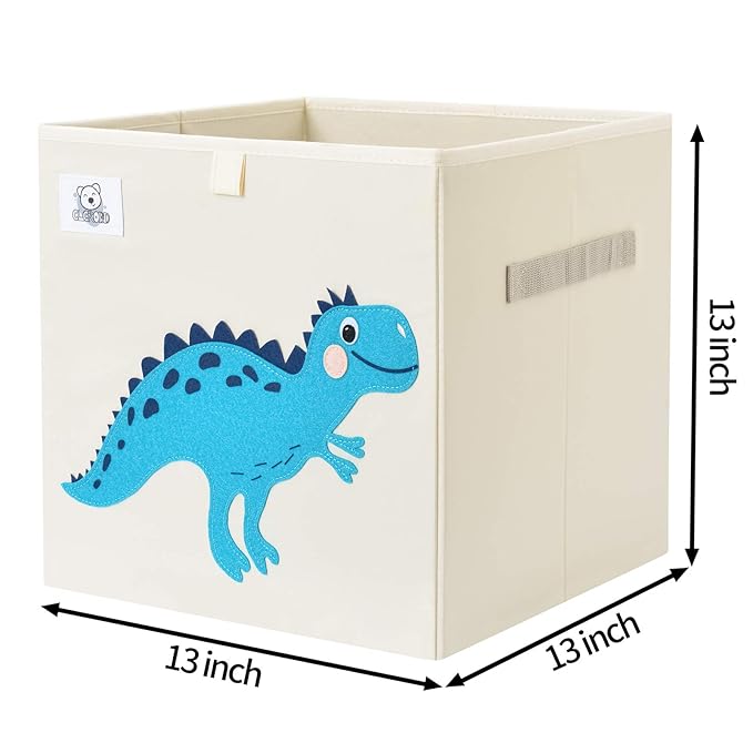 CLCROBD Foldable Animal Cube Storage Bins Fabric Toy Box/Chest/Organizer for Toddler/Kids Nursery, Playroom, 13 inch (Dino T-