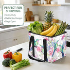 Hummingbirds Reusable Grocery Bags Large Shopping Tote Bag with Reinforced Bottom Board, Water Resistant Foldable Storage Bag