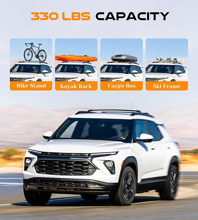 Snailfly 330 lbs Lockable Roof Rack Cross Bars Fit for 2021-2026 Chevy Chevrolet Trailblazer with Side Rails (Not for LS), Aluminum Crossbars Cargo Carrier, Rooftop Accessories for Bike Kayak Skis