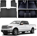 Floor Mats for Ford F-150 SuperCrew/Crew Cab 2010-2014, All-Weather Custom Fit, Front & 2nd Row, 3-Piece Set, Black