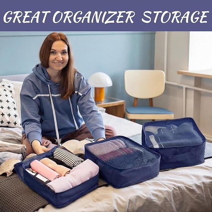 Silkfly 8 Pcs XL Packing Cube for Travel Luggage Organizer Suitcase High Capacity Large Packing Bag Bulk Reusable Mesh Travel