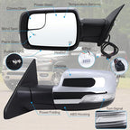 Left Driver Side Mirror Fits 2019 2020 2021 2022 2023 2024 2025 2026 Ram 1500 With Power Folding Heated Turn Signal Puddle Light Blind Spot Temperature Sensor Chrome Replace#68462771AB(9+6Pins)