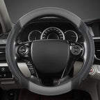 GIANT PANDA Microfiber Leather Steering Wheel Cover for Honda Accord,Civic,CR-V,HR-V,Pilot(Black+Gray-Standard Size)