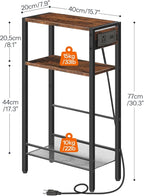 HOOBRO Floating Shelves and Console Table Bundle, 15.4" Wall Mounted Shelves Set of 2, 15.7" Narrow Entryway Table with Charg