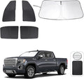 TINGLU Window Shades for GMC Sierra 1500 2500 3500 (SLT, AT4, Denali) 2019-2025 2026 5PCS Accessories Side Windows Cover Camping Windshield Sun Shade Sun UV Rays Privacy Protection