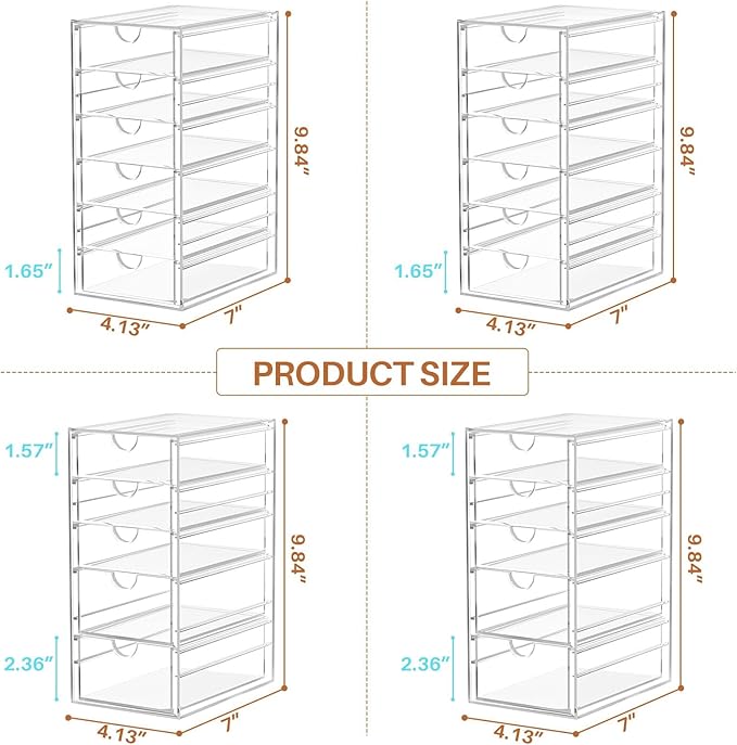 ARSTPEOE 22 Drawers, Acrylic Desk Makeup Organizer, Plastic Drawers Organizer, Stackable Storage Solution for Makeup, Dresser