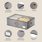 Under bed Storage With Wheels,Large Capacity 10 inches Height Storage Bins,Rolling Under bed Shoe Storage Containers,Under be