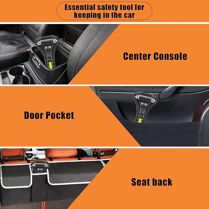 2PCS Car Window Breaker, Glass Breaker, Window Breaker Seatbelt Cutter, 2-in-1 Car Safety Hammer with One Second Emergency Gl
